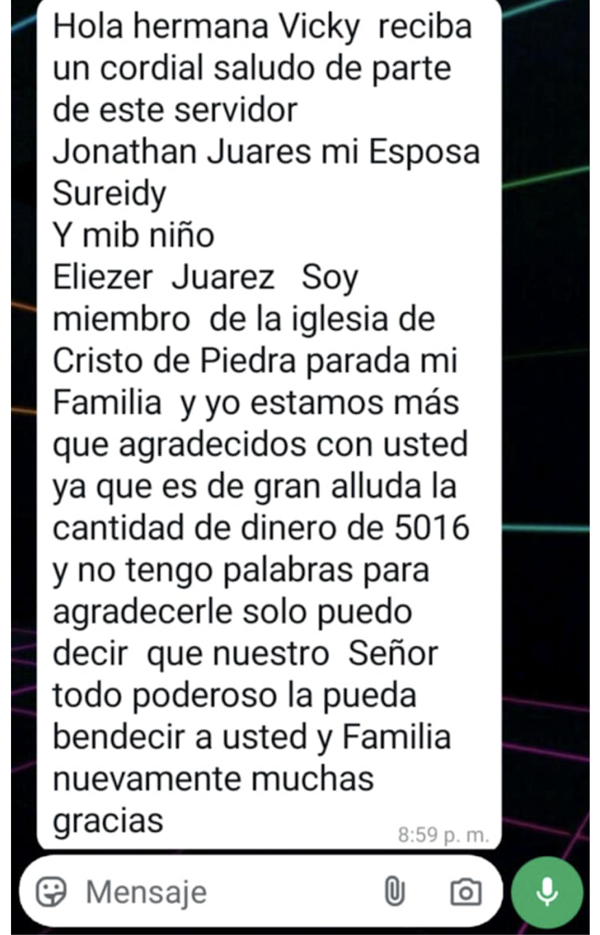 note of
                  thanks